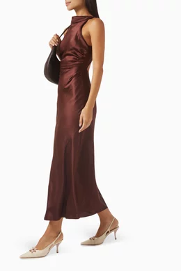 Buy Reformation Brown Casette Maxi Dress in Silk For Women Online | Ounass  Oman