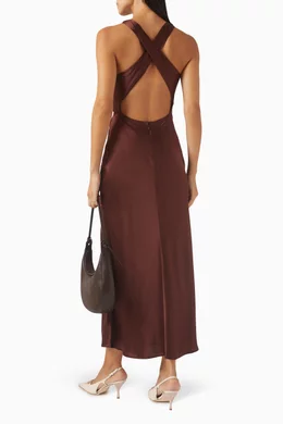 Buy Reformation Brown Casette Maxi Dress in Silk For Women Online | Ounass  Oman