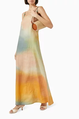 Buy Staud Yellow Laura Maxi Dress in Linen For Women Online | Ounass Oman