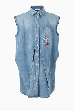 Buy GOLDEN GOOSE Blue Front knot & Embroidery Dress in Denim For Girls  Online | Ounass Oman