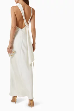 Buy Significant Other White Lucile Draped Maxi Dress in Satin For Women  Online | Ounass Oman