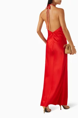 Buy Significant Other Red Becca Halter Maxi Dress in Viscose Blend For  Women Online | Ounass Oman