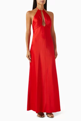Buy Significant Other Red Becca Halter Maxi Dress in Viscose Blend For  Women Online | Ounass Oman