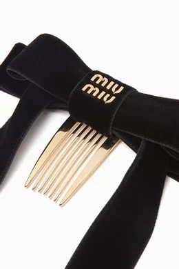 MIUMIU Big Ribbon hair accessories hair pin Barrette Velor Black 35165917~nero_1743250653470_0.jpg main image 2