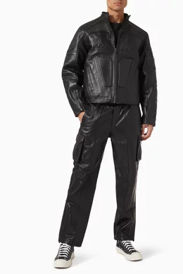 Buy Kith Black x Batman Moto Jacket in Leather For Men Online