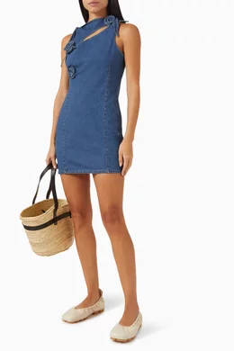 Buy Coperni Blue Flower Mini Dress in Denim For Women Online