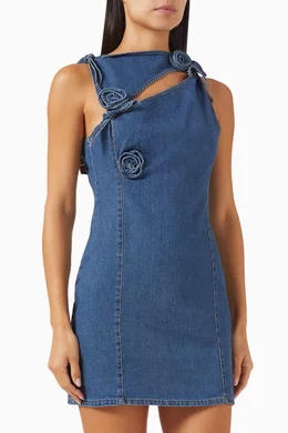 【関税&送料込】Coperni Mini Blue Denim Dress With Floral Pa Denim Asymmetric Flower Mini Dress – Coperni