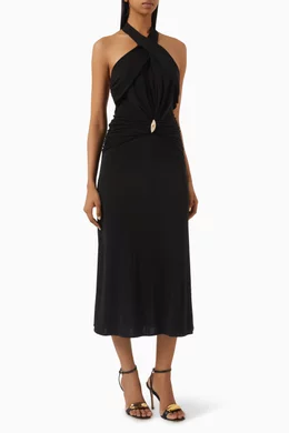 Buy Elisabetta Franchi Black Halterneck Dress in Viscose-jersey For Women  Online | Ounass Oman