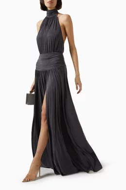elisabetta franchi halterneck dress in jersey Buy Elisabetta Franchi Grey Halterneck Dress in Jersey For Women Online