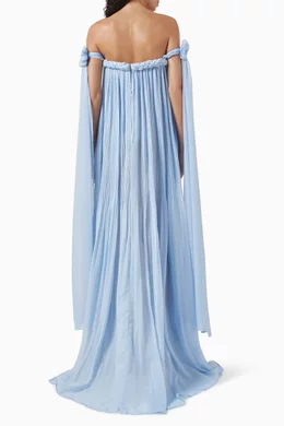 Buy Leo Lin Blue Camilla Draped Maxi Dress in Viscose For Women Online |  Ounass Oman