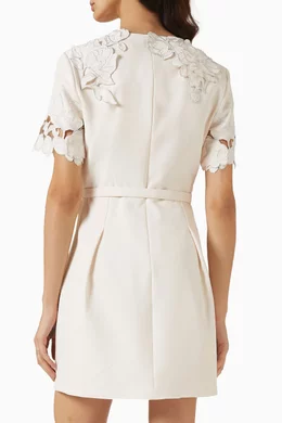 Buy Leo Lin Neutral Aurelie Appliqu Mini Dress For Women Online | Ounass  Oman
