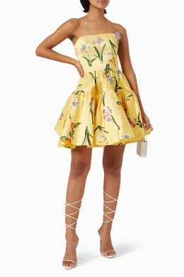 Buy Leo Lin Yellow Skye Bustier Mini Dress in Silk & Cotton For Women  Online | Ounass Oman