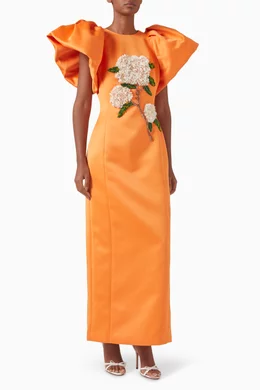Buy Leo Lin Orange Lucinda Embellished Maxi Dress For Women Online | Ounass  Oman