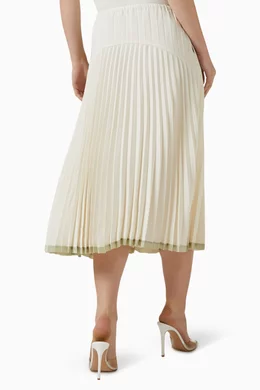 Buy Vince Neutral Pleated Midi Skirt in Satin For Women Online
