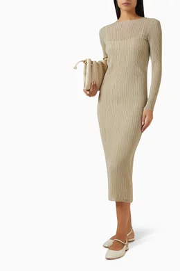 Buy Vince Green Pleated Midi Dress For Women Online | Ounass Oman