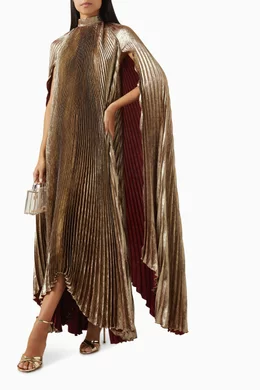 l ide eiffel cape pleated maxi dress High-Low Solid Color Split-Joint Round-Neck Evening  Uoozee official Loradia embodies ethereal sophistication with a flowing Shop L'IDEE WOMAN Maxi Dresses