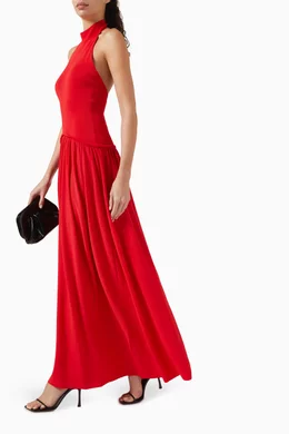 Buy Solid & Striped Red The Halter Soglio Maxi Dress in Viscose Blend For  Women Online | Ounass Oman