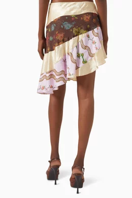 Buy SIEDRES Multicolour Zeliana Asymmetric Patchwork Mini Skirt in