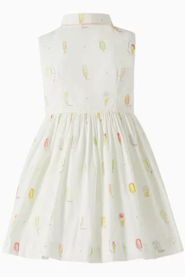 bonpoint ice cream dress Buy Bonpoint White Anne Ice-cream Printed Dress in Organic Cotton For Girls  Online
