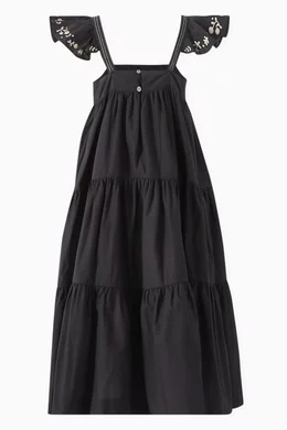 Buy Bonpoint Black Cora Embroidered Dress in Organic Cotton For Girls  Online | Ounass Oman