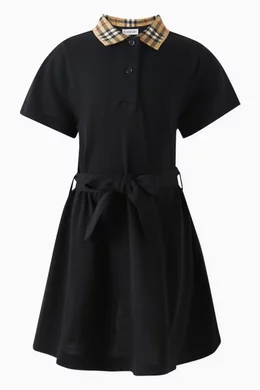 check collar cotton polo shirt dress Burberry Check Collar Cotton Polo Mini Dress