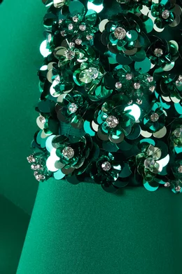 green emerald velvet dress Cape Shoulder Cocktail Sheath Dress by Badgley Mischka main image 0