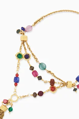 Buy Chloé Multicolour Pompom's Necklace in Gold-tone Brass