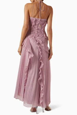 Buy Amur Purple Lorelie Pleated Halter Gown For Women Online | Ounass Oman