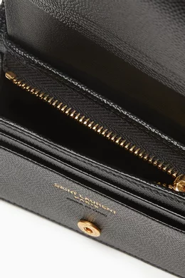 Buy SAINT LAURENT Black Cassandre Matelasse Fragments Flap Card Case in Grain De Poudre Embossed Leather For Women Online Ounass Oman