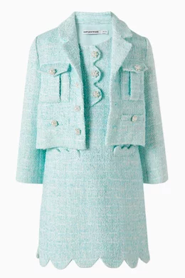 self portrait green boucle dress self-portrait - Lime Boucle Mini Dress main image 0