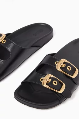 Buy Chloé Black Polly Slides in Shiny Leather For Women