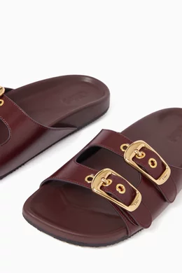 Buy Chloé Burgundy Polly Slides in Shiny Leather For Women