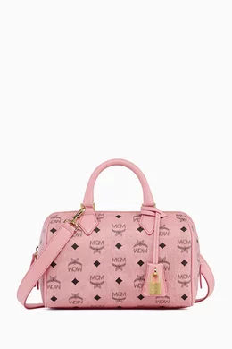Buy MCM Pink Mini Ella Boston Bag in Visetos Coated Canvas For Women Online Ounass Oman