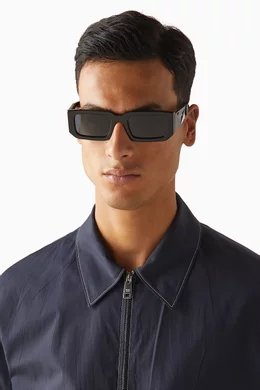 Buy Prada Black Rectangle Sunglasses in Acetate For Men  display picture 1