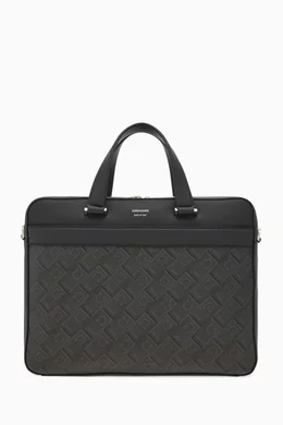 Buy Ferragamo Grey Gancini Briefcase in Coated canvas For Men Online Ounass Oman