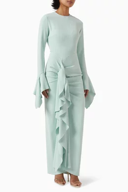 Buy Solace London Blue Della Draped Maxi Dress For Women