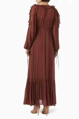Buy Shona Joy Brown Blair Ruffle Drawstring Maxi Dress For Women Online |  Ounass Oman