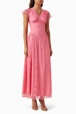 Buy Rotate Birger Christensen Pink V-neck Maxi Dress in Lace For Women  Online | Ounass Oman