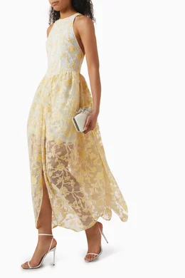 Buy Rotate Birger Christensen Yellow Flower Beaded Midi Dress For Women  Online | Ounass Oman