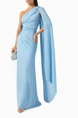 Buy Azulu Blue Ross Bead-embellished Cape Dress For Women Online | Ounass  Oman