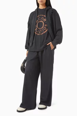 Buy Acne Studios Black Distressed Zip Hoodie in Organic Cotton