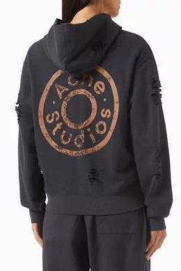 服/ファッション Acne Studios Buy Acne Studios Black Distressed Zip Hoodie in Organic Cotton