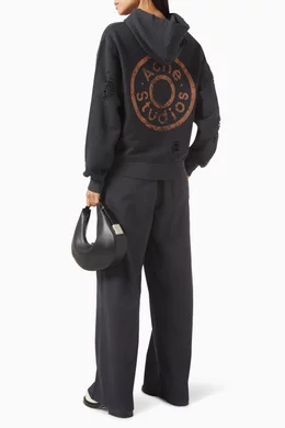 Buy Acne Studios Black Distressed Zip Hoodie in Organic Cotton
