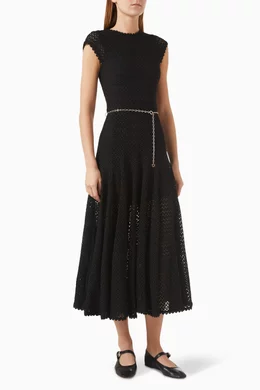 maje crochet knit maxi dress Maje Women's Crochet-knit Midi Dress - Black