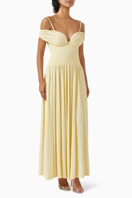 simkhai amarantha off-the-shoulder stretch-jersey maxi dress SIMKHAI Amaranta Off-The-Shoulder Maxi Dress