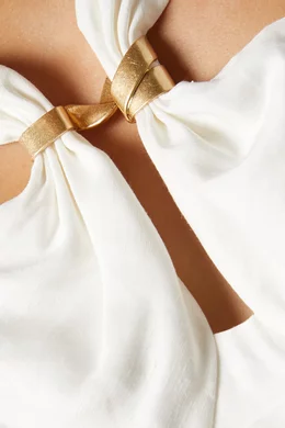 aje presence twisted midi dress Presence Twisted Midi Dress | Ivory