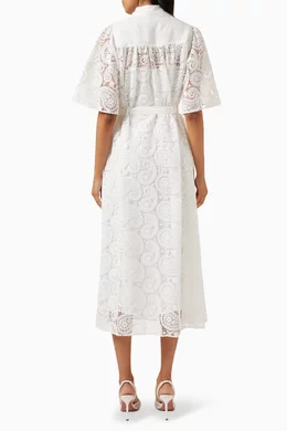 Buy Aje White Laicey Paisley Belted Midi Dress For Women Online | Ounass  Oman