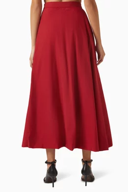 Buy Brunello Cucinelli Red Bubble-hem Maxi Skirt in Cotton