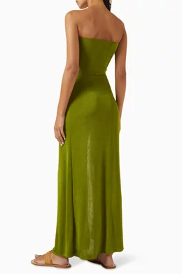 green emerald velvet dress Brocade Bamboo Maxi Dress S main image 0