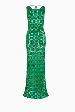 Buy Leslie Amon Green Positano Maxi Dress For Women Online | Ounass Oman